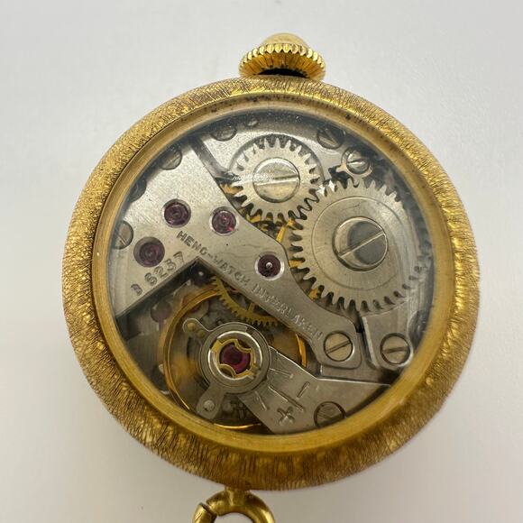 Heno vintage Swiss 17j manual watch pendant on antique rolled gold 30” chain - Picture 6 of 11
